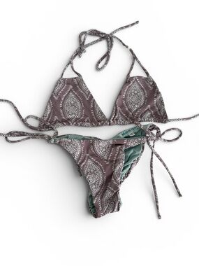 Maui Girl Lavender Bandana Print String Bikini, Size S